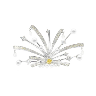 现货·PP饰品 原创赫本风发饰华丽珠宝轻奢皇冠发梳爆闪公主头饰