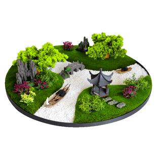 餐桌中间摆件桌花转盘大圆桌装饰品高端饭店餐厅微缩景观摆台