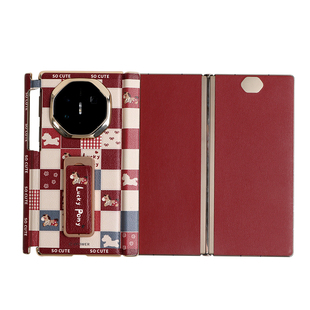 棕格子复古马适用华为matext三折叠手机壳2026新款mate双中轴全包XT非凡大师红色外壳本命年xts高级素皮后壳