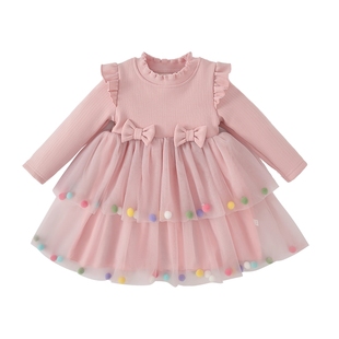 [7A抑菌]女童连衣裙冬装公主裙宝宝生日礼服儿童甜美纱裙秋冬穿搭