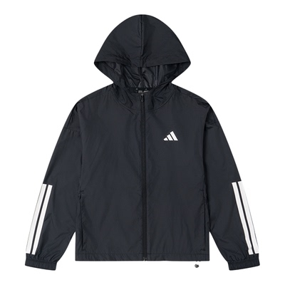 阿迪达斯正品连帽外套女装夏季新款黑色休闲上衣运动服夹克JX1872