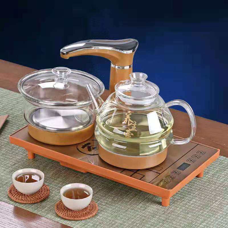 新款直销自动上水电热水壶玻璃烧水壶泡茶艺炉家用茶台一体电磁炉