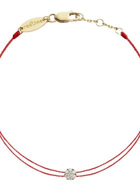 Redline/红绳女士饰品精美黄金镶嵌 0.05 克拉钻石双线手链