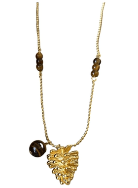 复古轻奢虎眼石松果吊坠项链女生