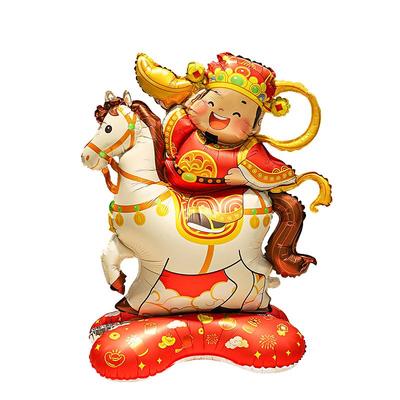 2026新年财神爷摆件气球马到财来