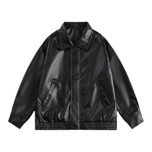 美式复古pu皮衣外套男冬季棕色男生休闲男装秋冬男士皮夹克男款