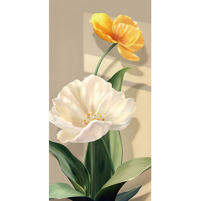 绿植花卉奶油风玄关装饰贴画