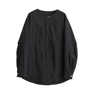 高品 填充桑蚕丝 女士轻薄款圆领风衣外套 纯色薄款棉服 初春女装