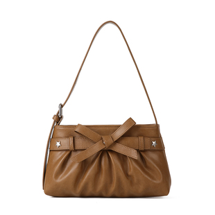 VANWALK手账系列 小众设计新款蝴蝶结单肩腋下包女休闲褶皱手提包