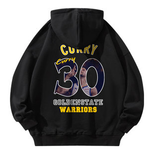 美式高街宽松勇士队训练球衣库里周边篮球卫衣男连帽外套秋季加绒