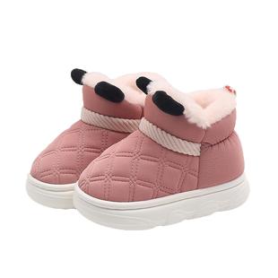 冬季儿童棉拖鞋女宝宝室内防水家居鞋男大童软底包跟高帮保暖棉鞋