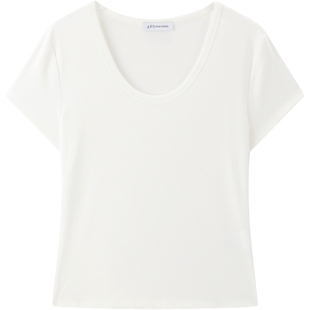 【早八通勤T】太平鸟5A抗菌正肩基础短袖T恤26夏新款U领圆领上衣