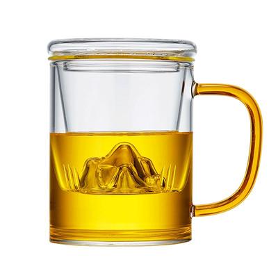 过滤带盖把手泡花茶个人专用玻璃