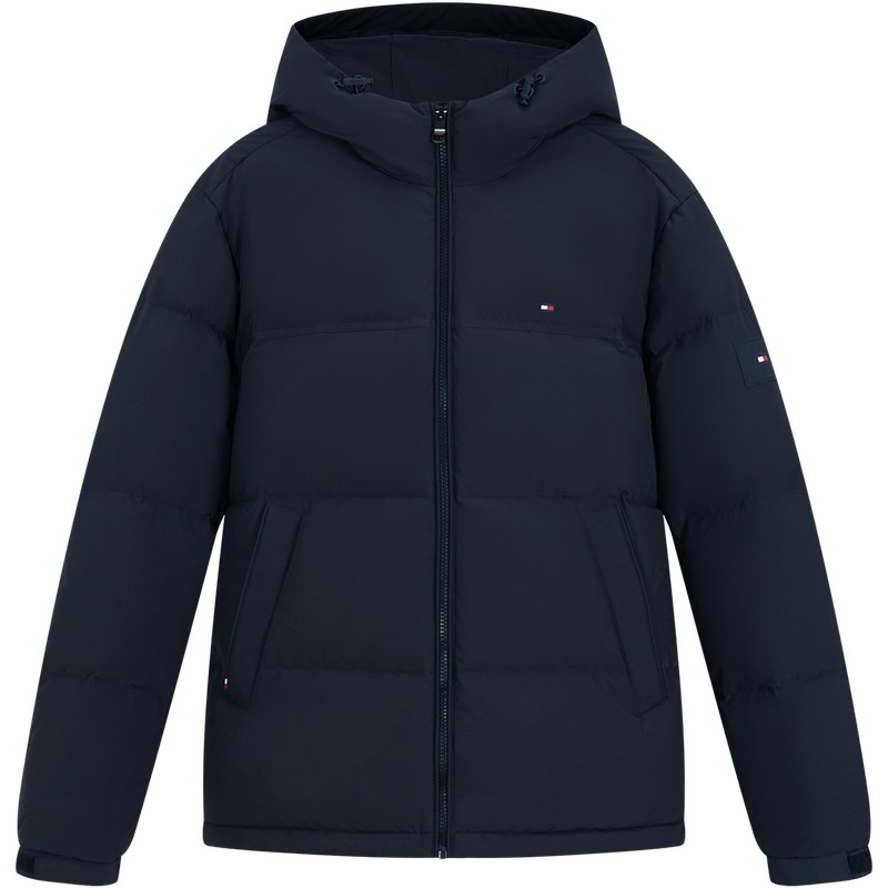 【连帽厚款】Tommy25秋冬新款男装浮雕字母运动学院风羽绒服外套