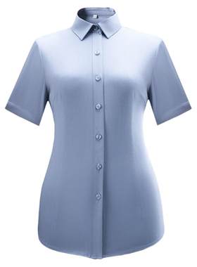 工作服长短袖衬衫绣logo方领修身