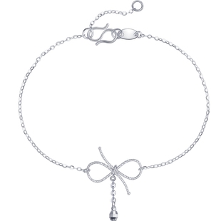 潮宏基以爱之名闪意蝴蝶结铂金手链pt950手饰白金生日生日礼物