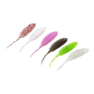 路亚微物根钓软虫3.5cm直尾螺纹20条青稍黑头石狗公单尾虫