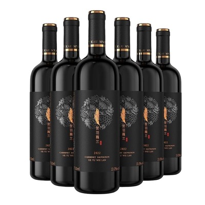 贺兰山东麓葡萄酒贺羽巍兰赤霞珠半甜红国产红酒750ml6瓶甜型酒庄