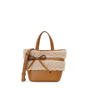 ANGELSKY斜挎包女秋冬新款水桶包单肩毛毛包手提小众冬天白色