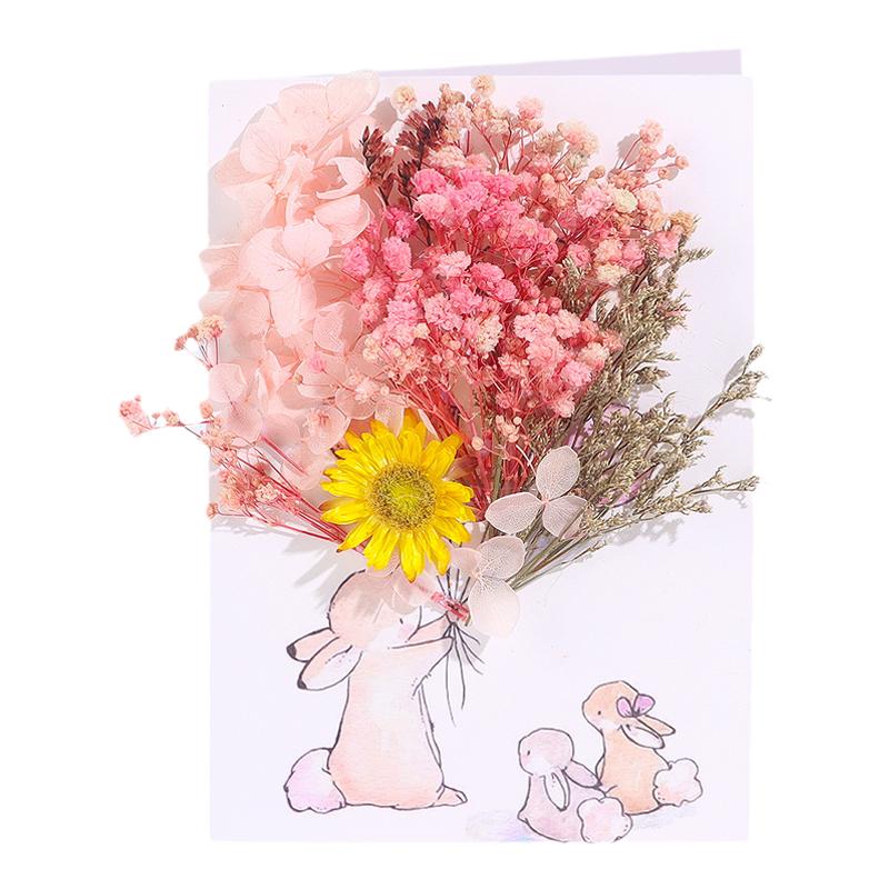 新年手工diy贺卡干花永生花
