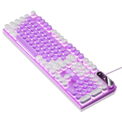 电竞有线银雕拼色朋克发光键盘