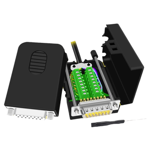 DB15转接线柱15针端子排公头母头中继板2排免焊接插头串并口外壳