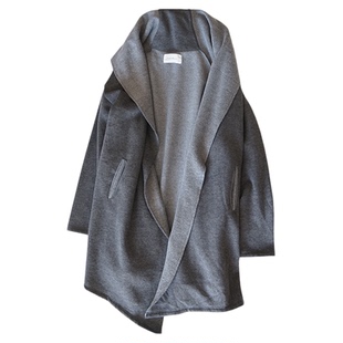 日系女士加绒长袖宽松卫衣大披肩设计1036秋冬款中长款加绒外套