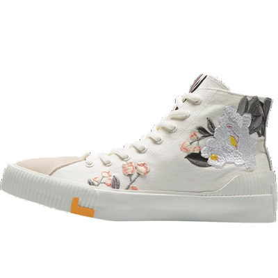 李宁帆布鞋男鞋情侣鞋休闲鞋女鞋秋板鞋高帮潮刺绣运动鞋AGCR484