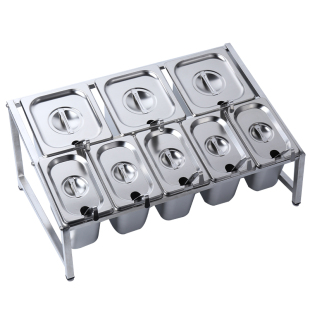 不锈钢伸缩份数盆架奶茶店果酱分装盒小料盒分数盒架子调料容器盒