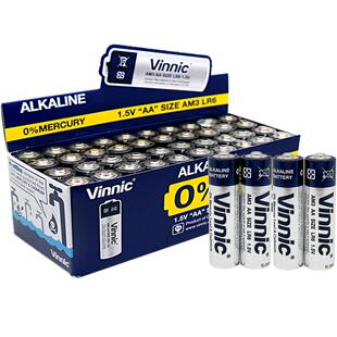 五号5号电池40节1.5v碱性vinnic银战士碱性AA玩具鼠标键盘剃须刀挂钟遥控闹钟玩具体重秤高容量防漏用aa电池