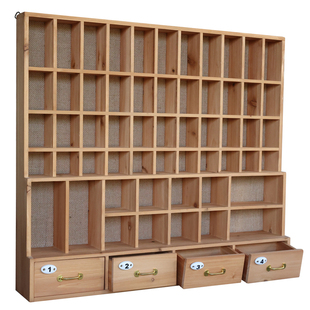 复古木质桌面收纳盒胶带印章颜料盲盒多宝格子展示架收纳架置物架