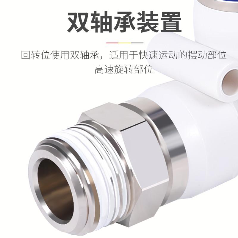 旋转气管接头万向高速360度带螺纹直通弯头8mm直角气动快速快接