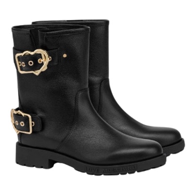 【同价618】Love Moschino  女士牛皮中筒机车靴