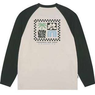 美国ELEMENT滑板长袖T恤男春季新款印花街头复古插肩重磅打底衫女