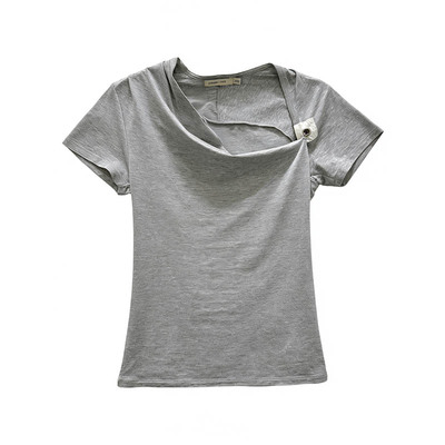 Mire系带修身斜领T恤设计师