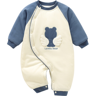 【棉衣】宝宝连体衣秋冬款加厚棉服120g新生儿衣服偏扣保暖外出服