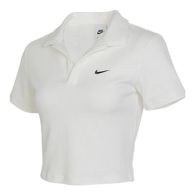Nike耐克女装女子短袖T恤翻领POLO衫深V修身短款上衣DV7885-133