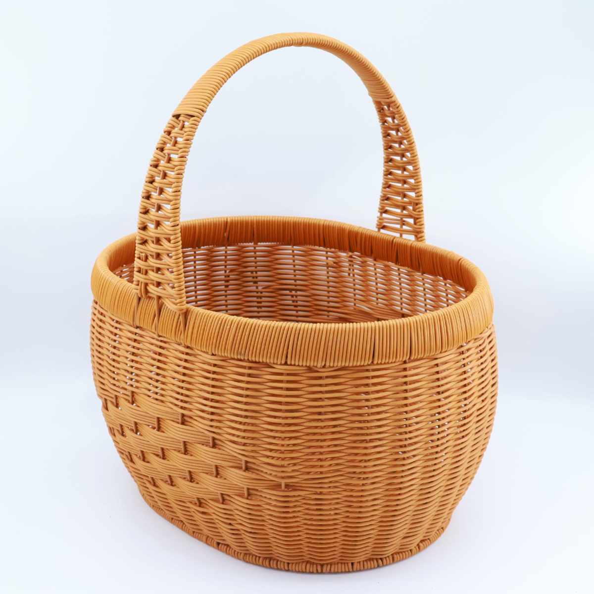 篮筐藤编篮子椭圆形户外购物篮水果篮大容量买菜篮小号家用