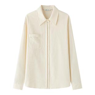 东京岁时记jk制服衬衣奶黄色灯芯绒长袖衬衫秋新款宽松纯棉上衣女