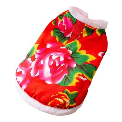 狗狗喜庆东北花棉袄冬天