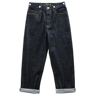 阿美咔叽老爹裤美式复古原色丹宁长裤男重磅背带裤宽松直筒牛仔裤