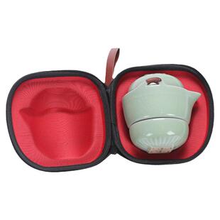 便携简约哥窑如意快客杯旅行一壶二杯陶瓷家用功夫茶具茶杯茶壶