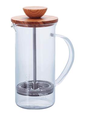 HARIO橄榄木玻璃法压壶茶壶压茶壶手冲咖啡壶家用过滤杯咖啡器具