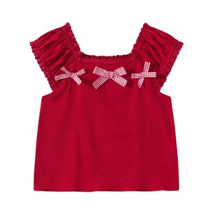 植木女童T恤2026夏季新款中大童短款修身针织短袖上衣儿童T恤童装