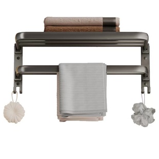 毛巾架卫生间免打孔浴巾架一体挂架套件厕所洗澡间浴室架子置物架