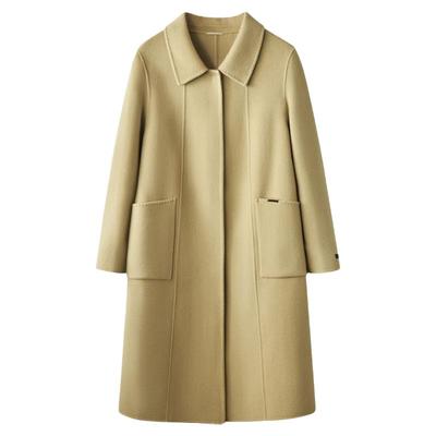 纯羊毛双面呢中长款大衣外套