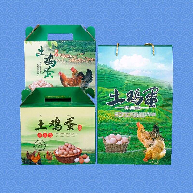 新款土鸡蛋包装盒30枚50枚60枚装鸡蛋礼品盒手提盒纸箱现货定制定