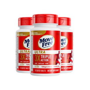【自营】益节MoveFree非变性骨胶原蛋白氨糖搭档经典骨胶原75粒*3