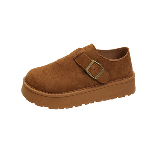 勃肯鞋女厚底单鞋2026年春秋新款增高松糕底乐福鞋复古休闲女鞋