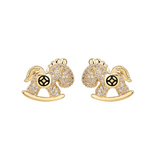 马上有钱铜钱耳饰女耳钉纯银耳环2026新款爆款高级感小马新年耳坠